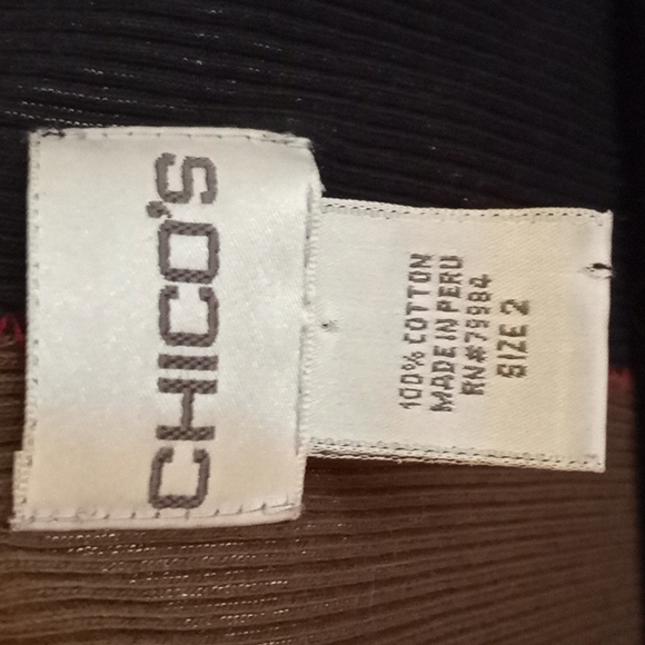 Chico's Color Block L/S Top in Black & Brown with Asian Script in Size 2 /Large - Picture 4 of 6